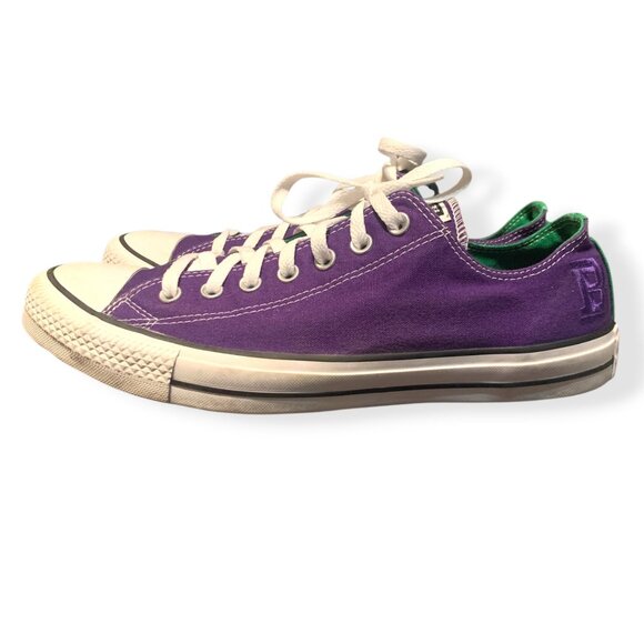 Converse All Star Men’s Purple Canvas Low-Top Sneakers With Green Stripe Sz 11 - Picture 1 of 9